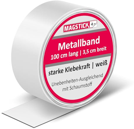 Striscia metallica 1 metro x 35 mm autoadesiva con schiuma I Lamiera d'acciaio come base adesiva per magneti, Tonies I Striscia magnetica da parete può essere tagliata a misura I mag063