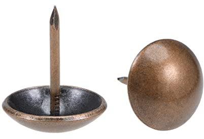 sourcing map Clou Tapissier 19mm Tête Diamètre Clou Ameublement vintage Rond Punaises Cuivré pour Meuble Sofa Dosserets 100 Pcs