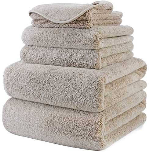 Polyte - Handtuch-Set - schnelltrocknende & fusselfreie Mikrofaser - 6-teilig (Beige)