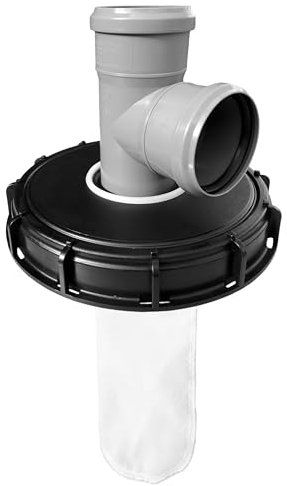 IBC - Filtro per acqua piovana con coperchio DN 225 HT DN 75 Nylon, HT DN 75: derivazione DN 75 87°