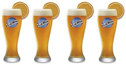 Blue Moon Set of 4 Signature Wheat Beer Glasses - 23 Ounce XL Size