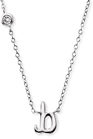 Engelsrufer Damen Halskette aus Sterling Silber mit Anhänger Buchstabe B - besetzt mit einem Zirkonia Stein - in zwei Längen verstellbar - Länge: 44cm