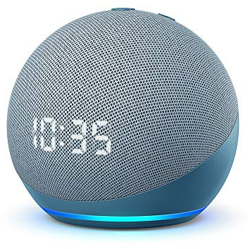Echo Dot (4e génération), Enceinte connectée avec horloge et Alexa, Bleu-gris
