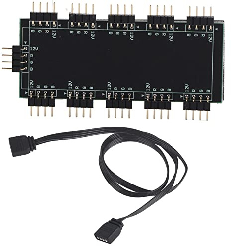10-Kanal-RGB-Hub Aura SVNc Horizontales Pin-Design Motherboard RGB-Lüfterverlängerungskabel(12V 4-polig)