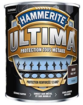 Hammerite Ultima - Peinture Acrylique Tous Métaux - 3 en 1 : Antirouille, Direct sur Rouille et Sans Sous-couche - Brillant Brun 2,5 L