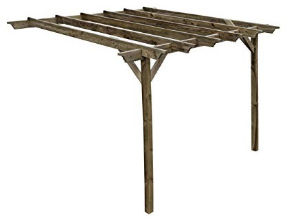 Wooden Garden Lean-to Pergola Kit - Champion Design Shade Canopy Gazebo (3.6m x 4.2m, Rustic Brown)