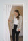 tinycurtains, Türvorhang mit Teleskopstange, einfache Montage in nur 1 Minute ohne Bohren (Türgardine weiß H195 x B150 cm + Stange weiß B55-90 cm)