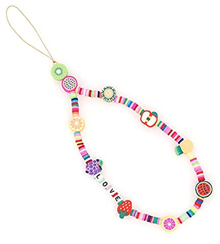 Handykette Perlen Handyanhänger, Handy Lanyard Perlen Kette für Handy Acryl Telefon Anhänger Seil Böhmen Stil Bunte Perlen Telefon Kette Strap für Frauen Auto Schlüsselanhänger