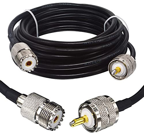 Boobrie Verbessert RG58 5M UHF Kabel SuperFlex RG58 Koaxialkabel Adapter PL259 SO239 Koaxialkabel UHF-Stecker auf UHF-Buchse CB-Verlängerungskabel Verlustarmes Kabel für CB-Amateurfunk/Antenne
