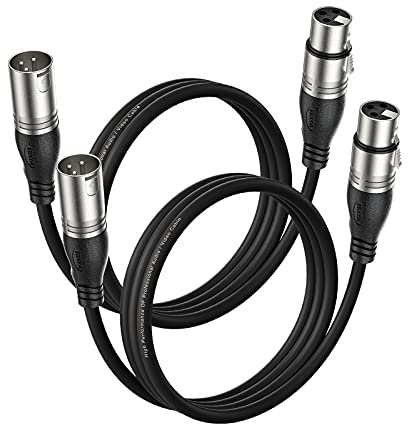 EBXYA XLR Mikrofonkabel 1m 2er-Pack für Studio, Live & DMX | Kreuzgeflechtschirm, 3-polig symmetrisch, Profiqualität, robuste Stecker, rauscharm
