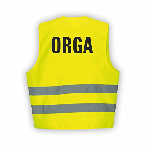 Fassbender-Druck WARNWESTEN - Sicherheitsweste GELB Warnweste nach EN ISO 20471 zertifiziert - Warn Weste ORGA - Unisex mit hochwertigem Reflektorstreifen (GELB I XL/XXL I 5er Set)