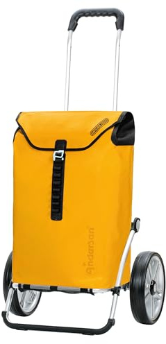 ANDERSEN Einkaufstrolley - Royal Shopper Ortlieb gelb | mit Kugellagerrädern, große Räder, 25 cm, aus Alu, bis 50 kg - Tasche verschweißt, wasserdicht, Innenfach, 49 L
