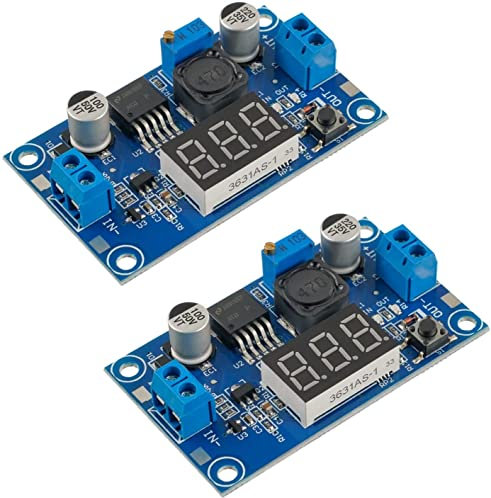 DUBEUYEW 2596S with LED Display Voltmeter Buck Converter DC-DC 4.0-40V to 1.25-37V 2A Voltage Adjustable Board Step Down Module Power Supply Module (2pcs)