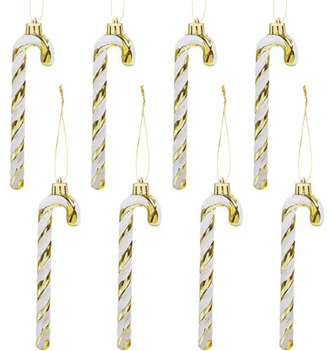 14CM Glitzer Weihnachtsbaum Deko Gold Zuckerstangen Anhänger 8 Stück Weihnachtsbaumschmuck Zuckerstange Weihnachten Deko Christbaumschmuck Baumschmuck Weihnachten