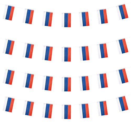 WXTWK Russland-Flaggen, russische kleine Mini-Wimpel, Banner, Flagge, Festival-Dekorationen (15 m, 38 Flaggen)