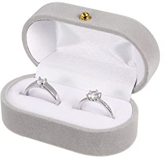 AIEX Samt Ringbox, Ringetui 2 Ringe Lightweight Glatt Ringetui Verlobung für Partys Valentinstag Hochzeit Brautfoto für Vorschläge Souvenirs Verlobung (Grau)
