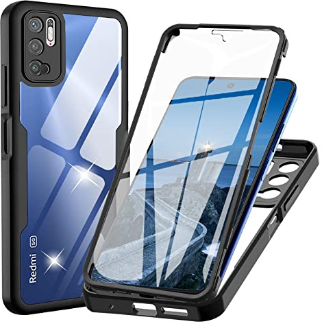 Funda para Xiaomi Redmi Note 10 5G / Poco M3 Pro 5G (No para Note 10 4G), Transparente 360° Protección Funda con Protector de Pantalla Integrado Antigolpes Silicona Carcasa para Redmi Note 10 5G