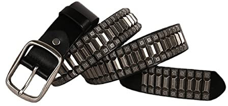 Herren-Gürtel, Nietengürtel Damen, All-Match Hip-Hop neutraler Nietgürtel aus Rindsleder für,Schwarz,125cm/49.2''