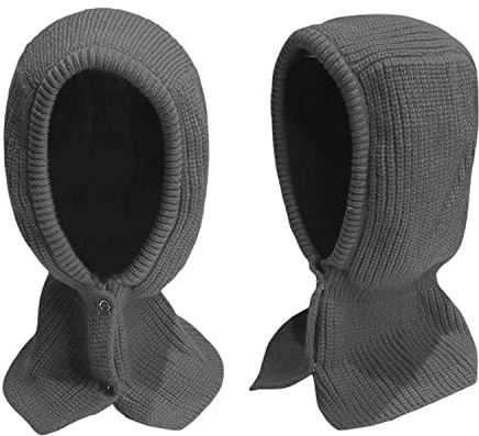 YUANQIAN Beanie Mütze für Damen Herren Winter Warm Hut Strick Ohrenklappe Kapuze Totenkopf Mützen mit Halswärmer Ski Hüte (Grau), grau, Einheitsgröße