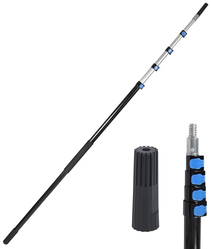 campMax Multi-Purpose 24ft Extension Pole, Durable Aluminum Telescopic Pole for High Ceilings Window Cleaning, Lightweight Paint Roller/Gutter Cleaning/Duster Pole （Pole Only）