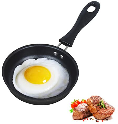 KIPIDA Mini Padella in Acciaio Inox, 12CM Antiaderente Portatile per Uova, Pancetta, Prosciutto a Fette, Bistecche