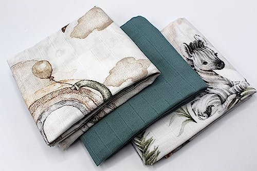 Clevere Kids baby-collection LIEBLINGSFARBEN | Mulltücher | Stoffwindeln | 3er Set | 60 x 80 cm | 100% Oeko-Tex® Baumwolle | Made in EU (Eukalyptus Set 2)
