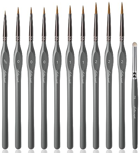 Golden Maple Miniature Paint Brushes Drybrush-10pcs Model Detail Paint Brush Set, Small Fine tip Brushes for Acrylic, Watercolor & Paint by Number, Figurine