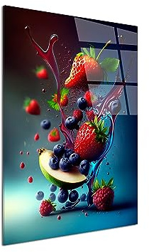 DECLINA, Quadro moderno plxi, Quadro da parete, Stampa su vetro acrilico, cornice plexiglasss, Lavagna plexiglass Deco Freschezza di frutta, 80x120 cm