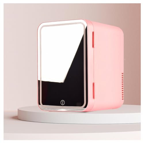 HAZARA Mini Frigo CosméTique Portable, 8L,avec Miroir De Courtoisie LED Petit Frigo Pas Cher, Voiture,Maison,Chaud Et Froid 2 en 1 Mini Frigo Camping, pour Le Bureau Ou en Voyage,Pink