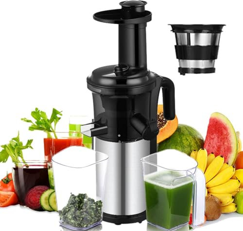 Spremiagrumi A Freddo, 200 W 40 Giri/Min Spremiagrumi A Masticazione Lenta Estrattore Di Succo, Resa Elevata Del 96%, Facile Da Pulire, Motore Silenzioso, Senza Bpa, Con Filtro Per Gelato