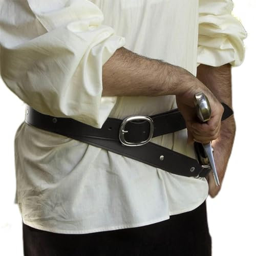 Cachorro Mittelalterliche Double Wrap Schwert Gürtel Taillenhalter, Steampunk Leder Scheide Scheide Ausrüstung für Wikinger Piraten Kostüm Zubehör, Fechten Party Bühne Requisiten,Schwarz