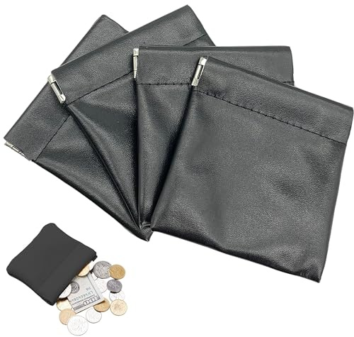 OHYER 4 Stück Echt Leder Schlüsseltasche Münzbeutel Münzkoffer Mini Geldbeutel Schrapnell Für Kleingeld Schlüssel Visitenkarten Kopfhörer (8 * 8)