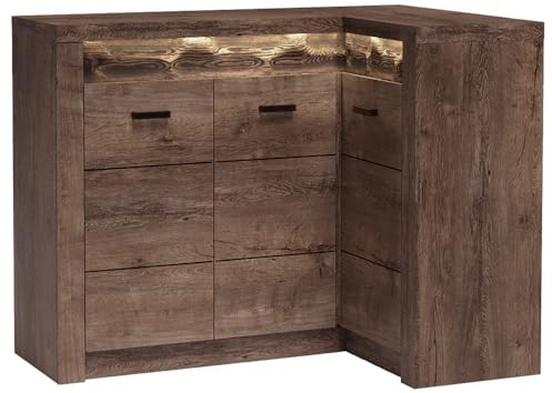 Lomadox Eckkommode Sideboard Eckschrank Kommode Wohnzimmerschrank Anrichte Aufbewahrunsschrank modern in braun