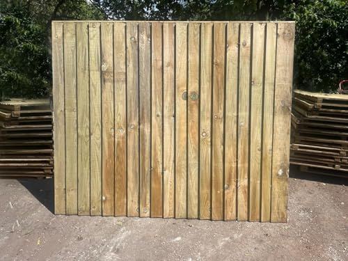 Feather Edge Fence Panels, Timber Fence Panel, Tanalised Pressure Treated with Security Closeboards, Vertical Garden Boundary Boards (6FT (L) X 5FT (H), 11)