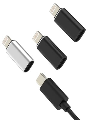 USB C to Lightning Cable Adapter Charger Jack Converter (3 Pack)for Apple iPhone 14 Pro Max Type C Female Lightening Male Adaptor for iPad Connector Data Cord Accessories Dongle Charging Port Splitter