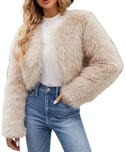 Gyaimxfu Gabardinas para Mujer,Abrigo Cálido de Pelo Sintético Liso,Ropa de Abrigo,Chaqueta Corta Ligera,Abrigo para Exteriores,Ropa de Otoño e Invierno,Liquidación Abrigo Mujer Chaqueta Pelo Mujer