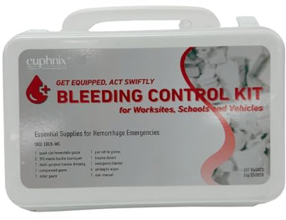 euphnix Mountable Bleeding Control Kit - Essential Emergency Hemorrhage Supplies for Workplaces, Schools and Vehicles | OSHA-Compliant, Quick Clot, Compact, Instant Access | Standard Pack 12 Pcs
