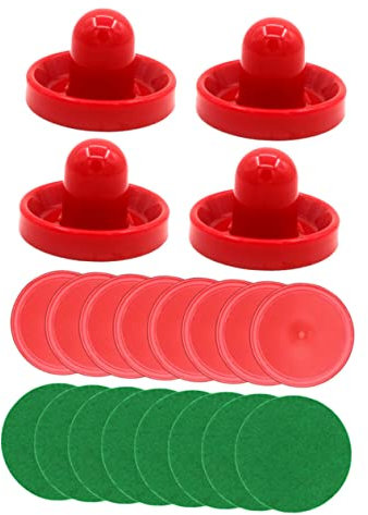BESPORTBLE Air Hockey Zubehör Mit Roten Pushern Roten Pucks Und Filzgriffen Ersatzteile Für Air Hockey Tischspiele Rundes Familienspiele Und Spielzimmer