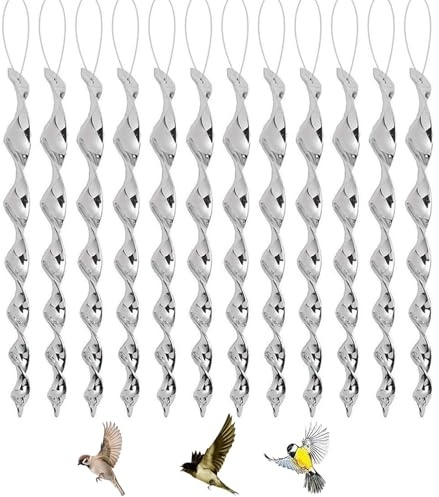 LightBeacon 12 Pièces Repulsif Oiseaux Exterieur, 30 cm Effaroucheur Oiseaux Réfléchissant, Barre Effaroucheur Oiseaux, pour Balcon, Arbres Fruitiers, Potager, Argent