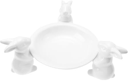 HOLIDYOYO 1set Vassoio Ceramica Forma Di Coniglio Per Dessert e Frutta Elegante Decorazione Da Tavola Per Feste e Eventi Per Pasqua e Occasione Speciale