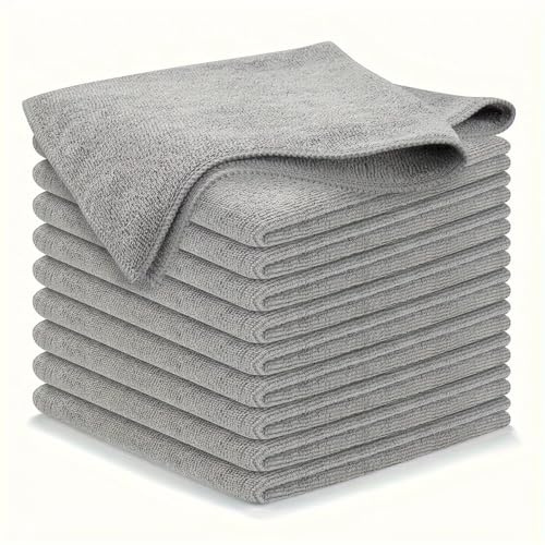 Generisch Mikrofasertücher, 25 x 25 cm, 10 Stück, Grau, Saugfähig für Auto und Haushalt