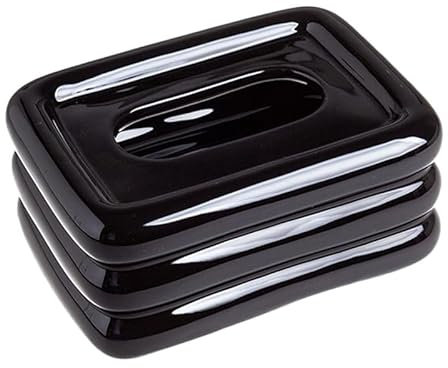 Porta fazzoletti in ceramica, porta fazzoletti da tavolo, porta fazzoletti cosmetici, porta fazzoletti da scrivania, dispenser for fazzoletti for camera da letto, soggiorno, bagno, ufficio(Black)