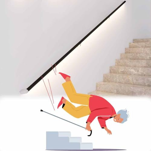 Corrimano per scale a LED – Maniglione in alluminio con staffe da parete per scale interne, corrimano illuminato di notte
