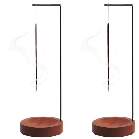 HENGBIRD 2 supporti per bastoncini, in legno, con base rotonda, ideale per meditazione, sonno, yoga e aromaterapia