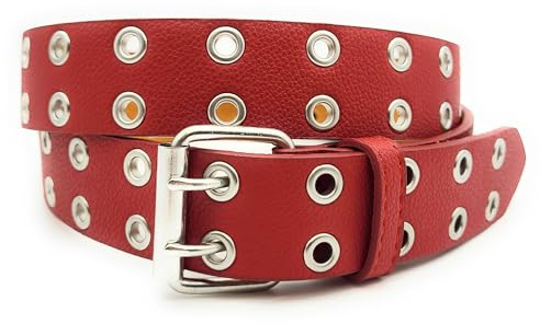 Lemasi 2-Loch 3-Loch Nietengürtel Ösen Gürtel Jeansgürtel Damen Herren echt Leder & PU schwarz, weiß, rot etc.