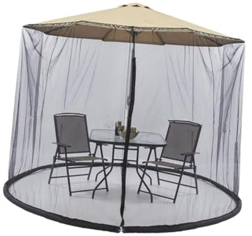 Hohopeti Copertura Ombrellone da Giardino con Zanzariera Nera Protezione e Rete Traspirante Facile da Installare per Esterni e Patio