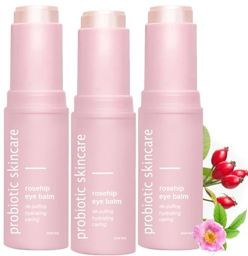 Pack of 2/3/5 Rosehip Eye Stick, Hydrating Rosehip Eye Balm for Dark Circle and Puffiness, Fade Fine Lines, Firm Skin, Moisturises and Tightens Skin, 3g (3)