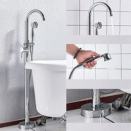 BOSHYUM Robinet de Baignoire sur Pied en Laiton Antique, Noir Mat, avec Interrupteur extractible et poignée Simple