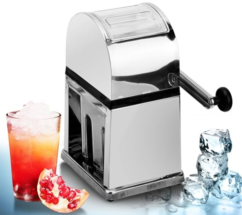Compact Manual Ice Crusher Hand Crank Machine for Snow Cones Cocktails Portable Shaver Tool with Ice Container Spoon Clear Cover