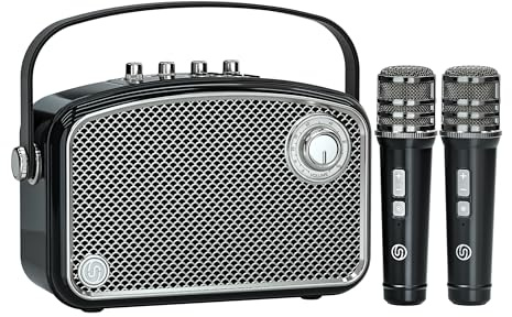 120W Peak Powerful Voice Amplifier with 2 UHF Microphones, Bluetooth Speakers with Bass/Trable/Echo Adjustment, Small PA Speaker System, Karaoke Machine for Adults, Teachers, Public Speaking, Events